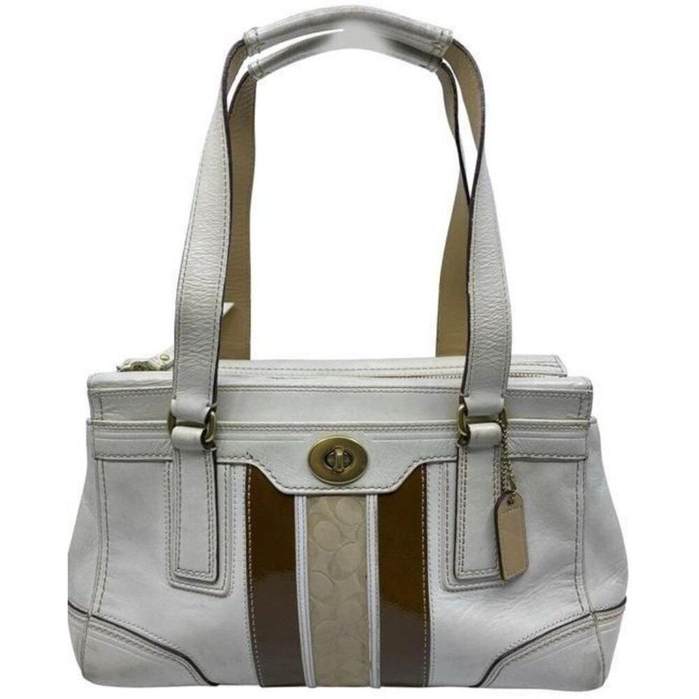 coach leather white shoulder bag